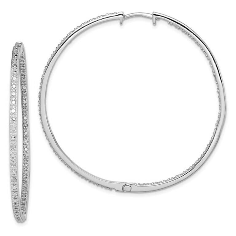Sterling Silver - Diamond In and Out Hoop Earrings