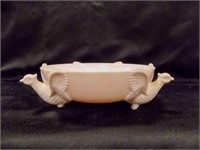 Vintage Jeannette Shell Milk Glass Footed Bowl