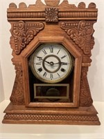 Carved Wooden Mantle Clock