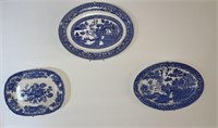 Three Blue and White Platters
