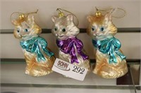 3 Vintage Cat Ornaments