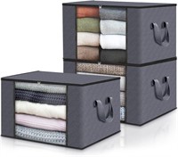 3-Pack Clothes Storage Totes  Foldable  Grey