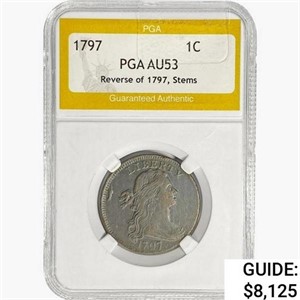 1797 Draped Bust Large Cent PGA AU53 REV 97,