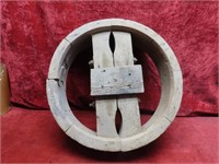 Antique wood pulley.