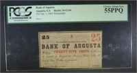 1863 25 CENT BANK OF AUGUSTA PCGS 55 PPQ