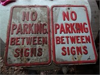 Vintage Ceramic Metal "No Parking Between Signs"