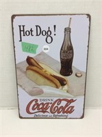 Reproduction Hot Dog Coca-Cola Metal Sign