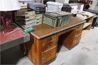 60" Wood Desk w/ Items on top