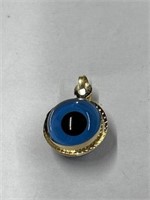 10 Kt Gold Set Blue Eye Protection Pendant