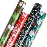 4 Rolls Aimyoo Christmas Gift Wrap Paper Set