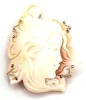 Italian Sterling Silver Signed Carved Shell Cameo