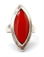 Ladies Sterling Silver Carnelian Cocktail Ring