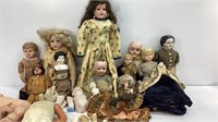 Antique dolls lot missing parts, great heads and