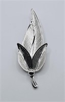 Vintage R Inc Signed Sterling Silver Leaf Brooch