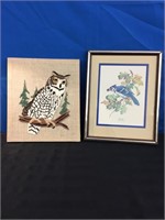 Audubon Owl & Blue Jay Art
