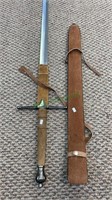 43 inch sword, with suede leather covered handle