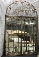 Dual Swing Gate Over Wall Mirror Edged in Iron