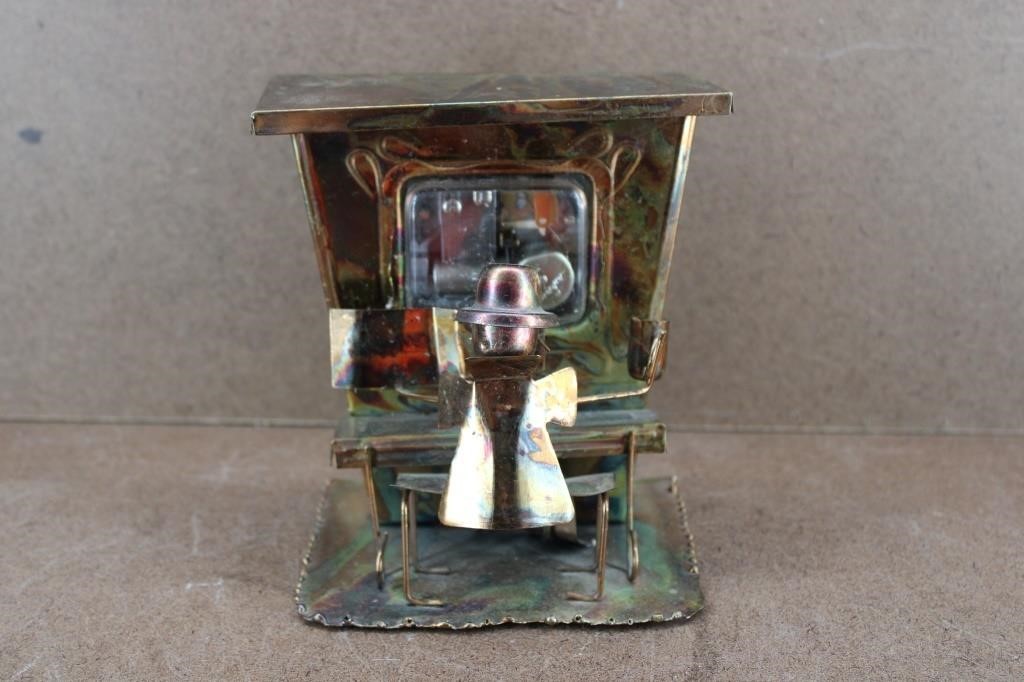 1970's Metal Work Sculpture Man Playing Piano