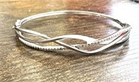 Sterling Silver .25 Ct Diamond Bangle Bracelet