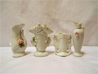 (4) Small Porcelain Bud Vases - 2 Antique -