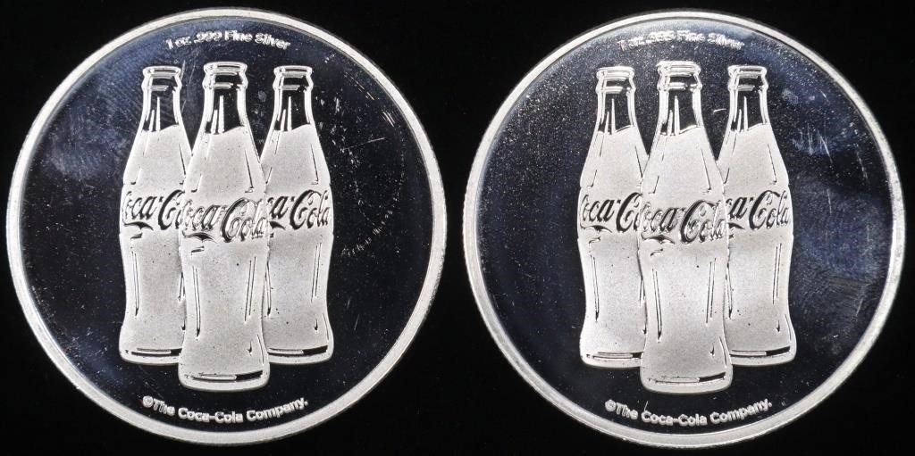 (2) 1 OZ .999 SILVER COCA-COLA ROUNDS