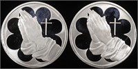 (2) 1 OZ .999 SILVER PRAYING HANDS ROUNDS