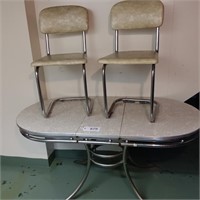 Chrome  Table with 5 Chairs and Extra Leaf