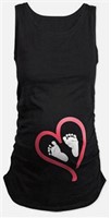 Women Maternity Sleeveless T-shirt Love Ankle