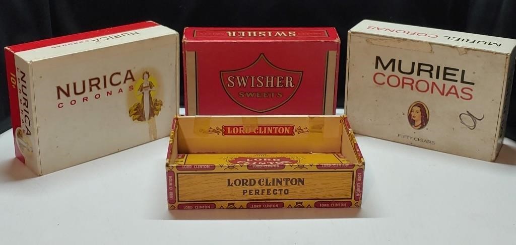 Cigar Boxes: Nurica, Swisher, Muriel, and Lord