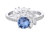 925S 1.0ct Blue Moissanite Diamond Ring
