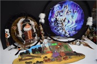 Two Native American Dream Catchers & Plaster Wall
