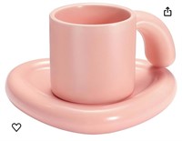 Ceramic Coffee Mug &  heart Saucer Set