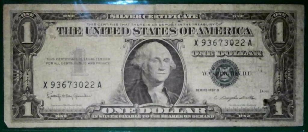 1957 B $1 Silver Certificate X 93673022 A