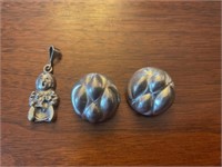 Sterling silver earrings and pendant