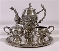 Burmese solid silver tea service, 3204 g, tea set
