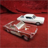 (2)Vintage slot cars. Mustangs & Plymouth.