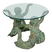 Bronze Merman Glass Top Side Table