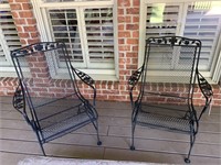 2 IRON OUTDOOR STATIONARY ROCKING CHAIRS