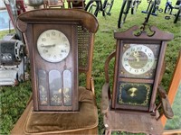 PAIR OF ANTIQUE 35 DAY WIND UP CLOCKS