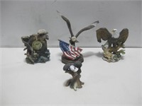 Three Eagle Statues W/Eagle Clock See Info