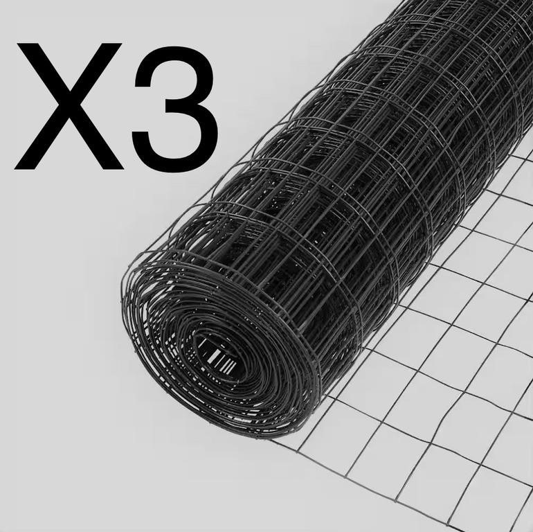 1 LOT (3) 4 ft x 50 ft Galvanized Steel Black PVC