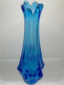 Vintage blue swung glass vase