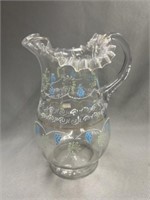 Art Glass Paint Decorated Pitcher