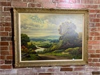 Large Oil Painting, Country Scene, Signed