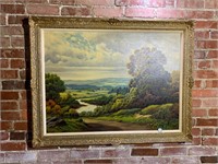 Large Oil Painting, Country Scene, Signed