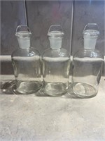 3 Pyrex Laboratory Clear Glass  Bottles