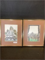 2 framed prints le château Frontenac , Quebec