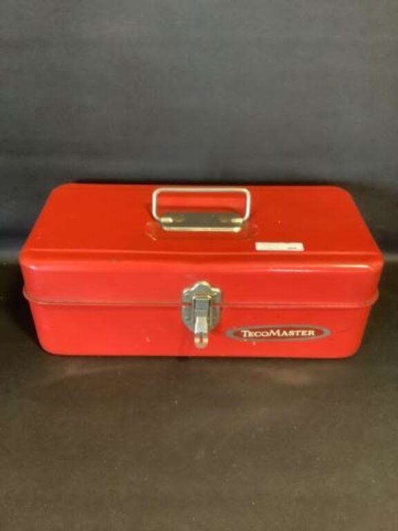 TecoMaster red metal tool box 13 1/2” x 7”