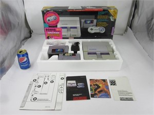 Console Super Nintendo SNES avec 2 jeux, boite et