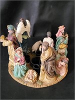 Nativity Round Candle Holder Set